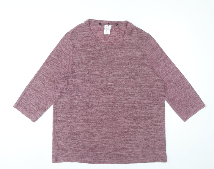 Mona Womens Purple Size 14 Basic Jersey 3/4 Sleeve Top
