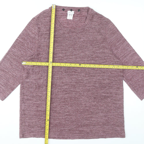 Mona Womens Purple Size 14 Basic Jersey 3/4 Sleeve Top