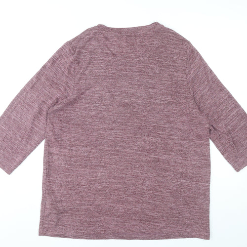 Mona Womens Purple Size 14 Basic Jersey 3/4 Sleeve Top