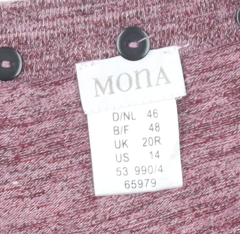Mona Womens Purple Size 14 Basic Jersey 3/4 Sleeve Top