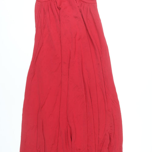 H&M Women’s Red One Shoulder Maxi Dress Size 6 Ruched Party