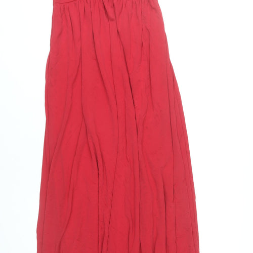 H&M Women’s Red One Shoulder Maxi Dress Size 6 Ruched Party