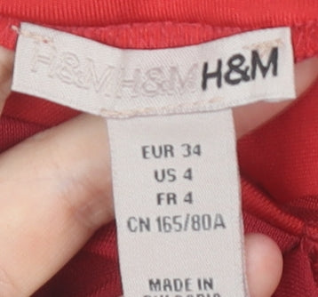 H&M Women’s Red One Shoulder Maxi Dress Size 6 Ruched Party