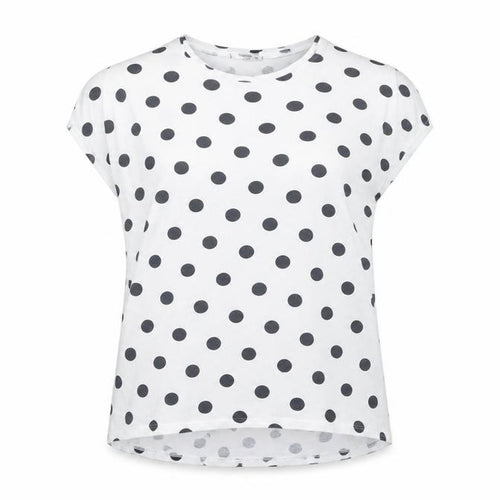 Mango Women White Polka Dot Sleeveless Cotton T-Shirt Size L