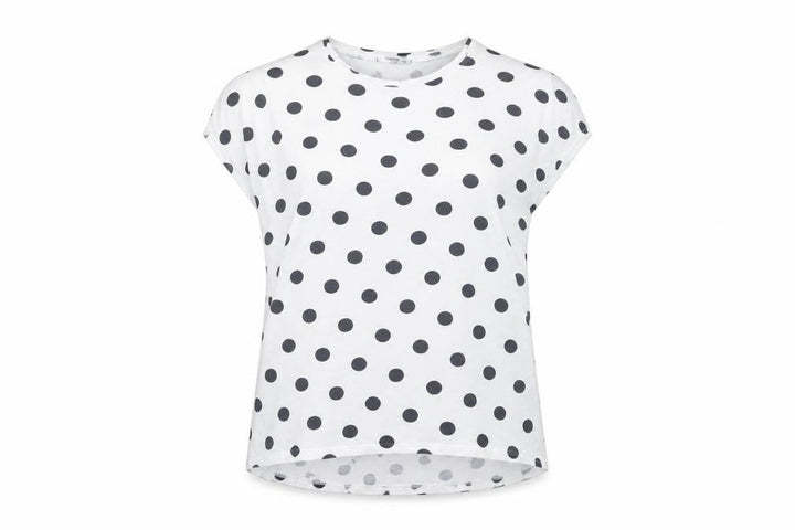 Mango Women White Polka Dot Sleeveless Cotton T-Shirt Size L