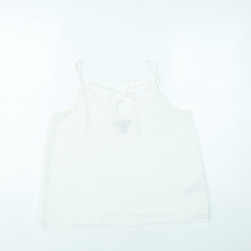 New Look Women White Size 10 Camisole Spaghetti Strap Tank Top