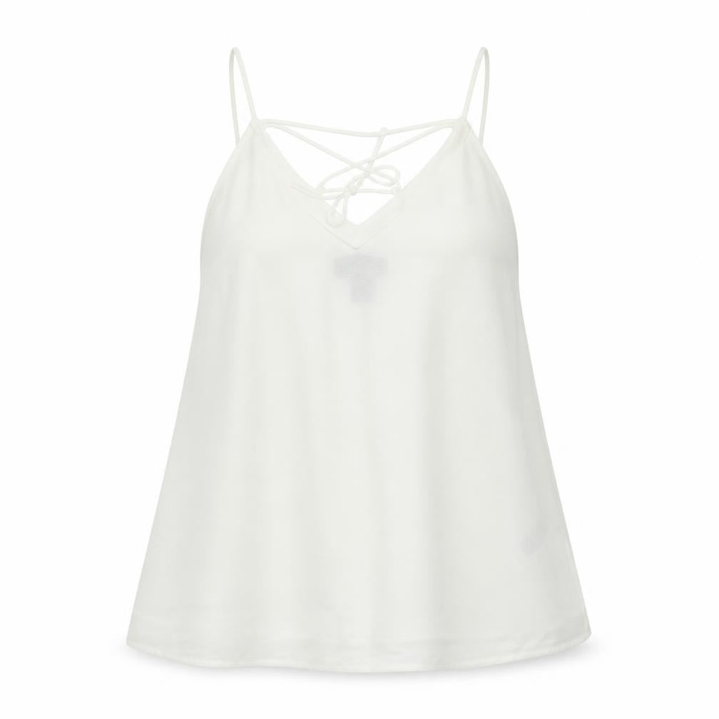 New Look Women White Size 10 Camisole Spaghetti Strap Tank Top