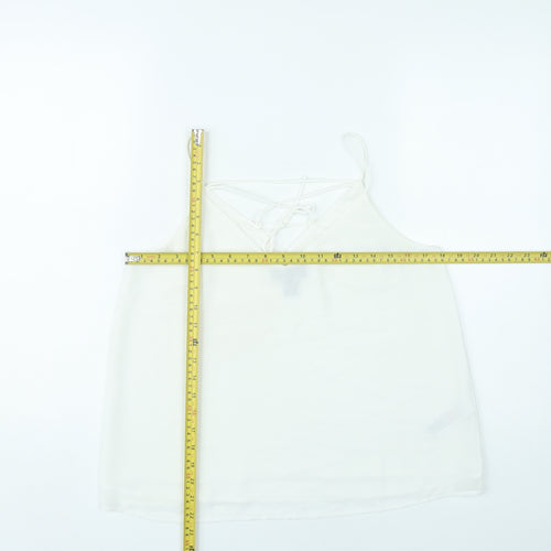 New Look Women White Size 10 Camisole Spaghetti Strap Tank Top