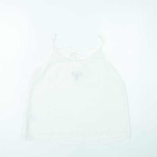 New Look Women White Size 10 Camisole Spaghetti Strap Tank Top