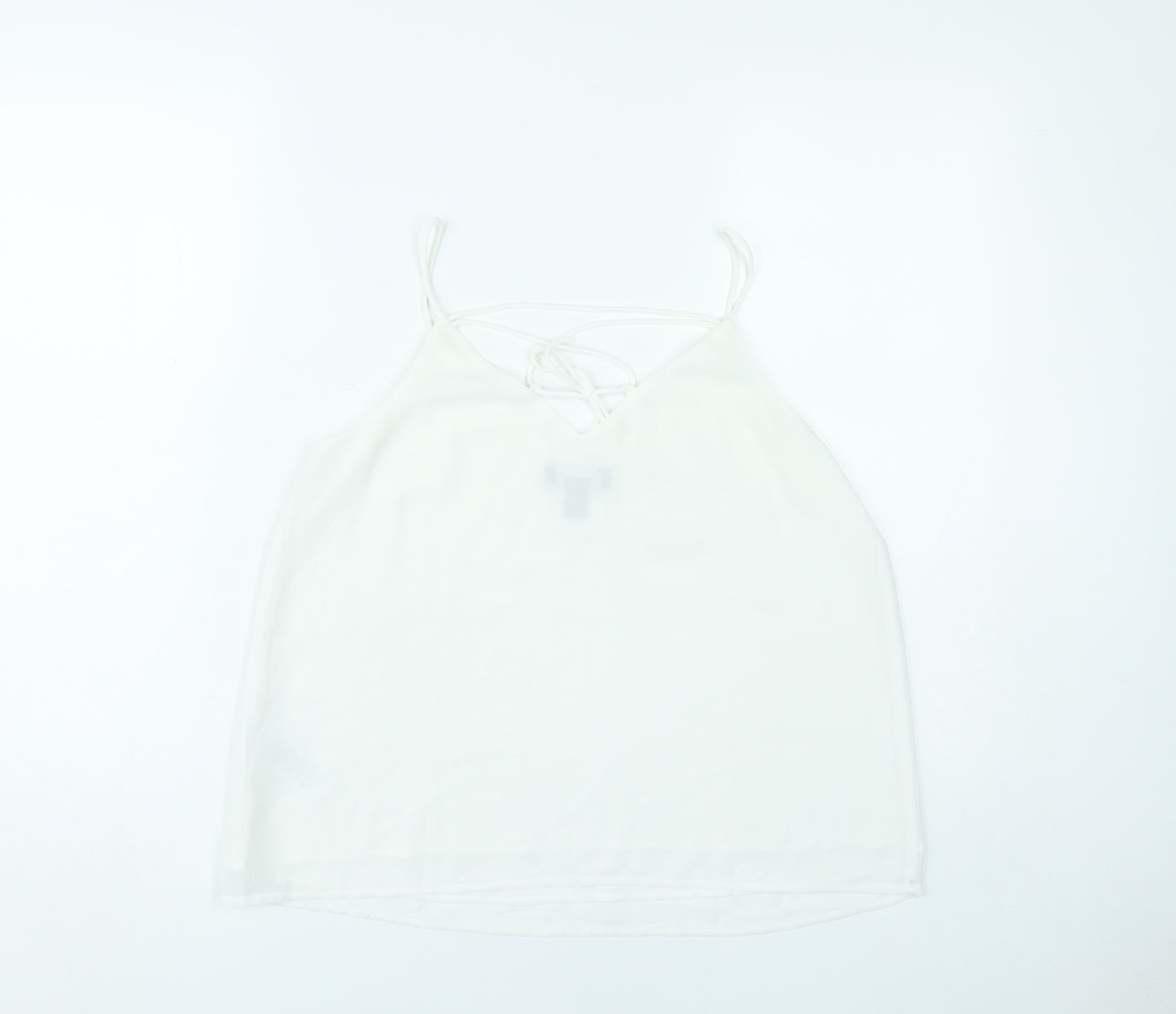 New Look Women White Size 10 Camisole Spaghetti Strap Tank Top