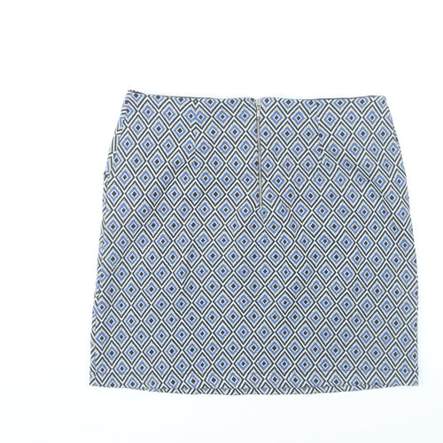 Next Women’s Blue Geometric Pencil Skirt UK 12 Knee Length
