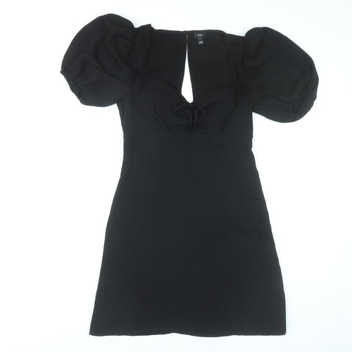 River Island Womens Black Size 8 Mini Puff Sleeve Party Dress