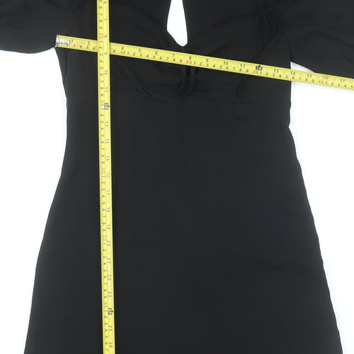 River Island Womens Black Size 8 Mini Puff Sleeve Party Dress