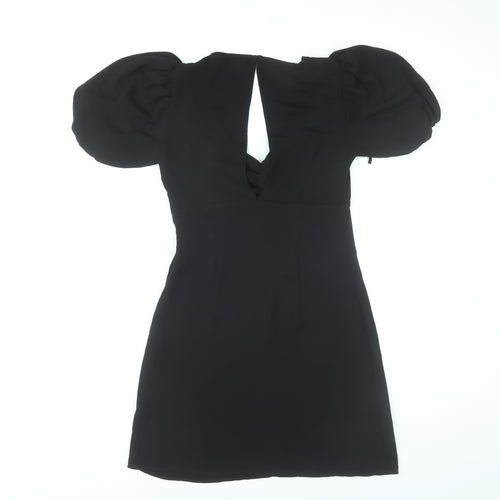 River Island Womens Black Size 8 Mini Puff Sleeve Party Dress