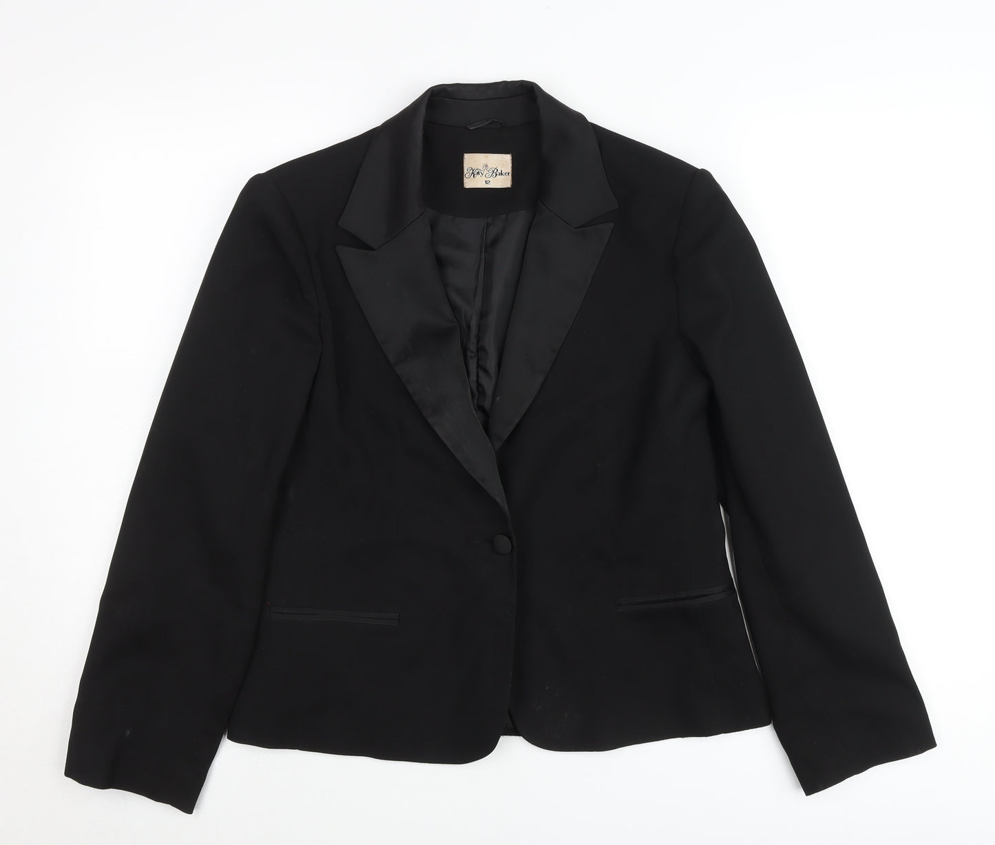 Tara Jarmon Women’s Black Shawl Lapel Tuxedo Blazer Jacket Size M
