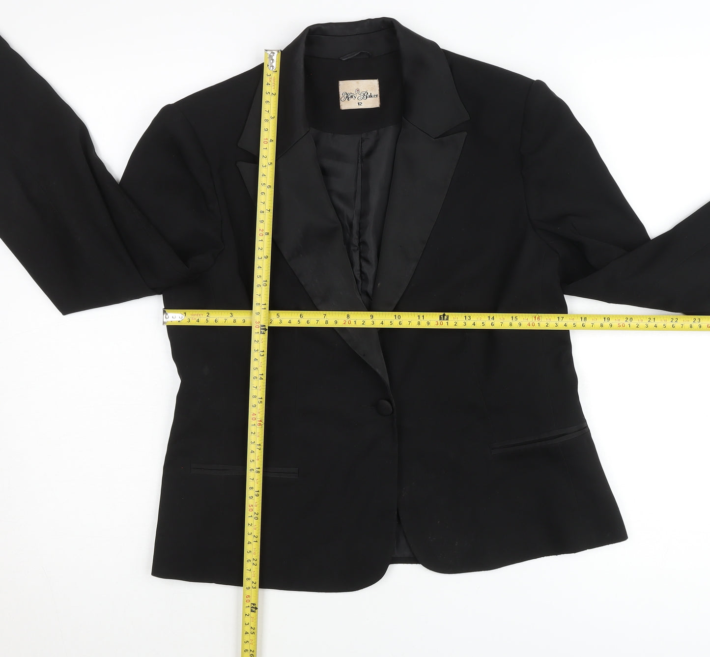 Tara Jarmon Women’s Black Shawl Lapel Tuxedo Blazer Jacket Size M