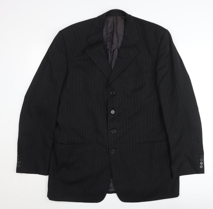 Principles Men’s Black Pinstripe Wool Blend Blazer Jacket 42L
