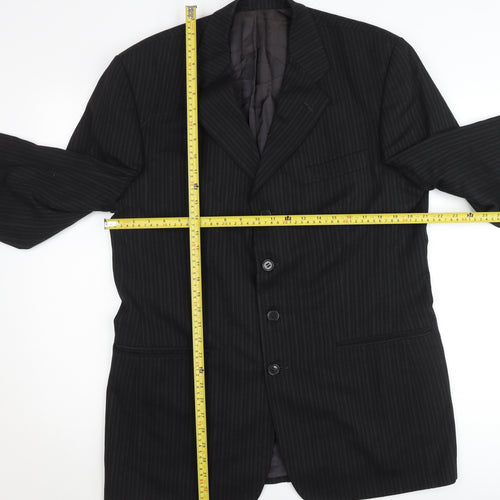 Principles Men’s Black Pinstripe Wool Blend Blazer Jacket 42L