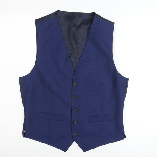 Marks and Spencer Men's Blue Wool Waistcoat Size M 38-40 inch Chest Formal