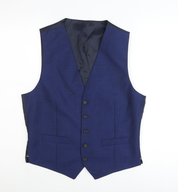 Marks and Spencer Men's Blue Wool Waistcoat Size M 38-40 inch Chest Formal