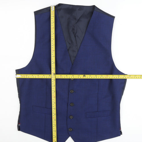 Marks and Spencer Men's Blue Wool Waistcoat Size M 38-40 inch Chest Formal
