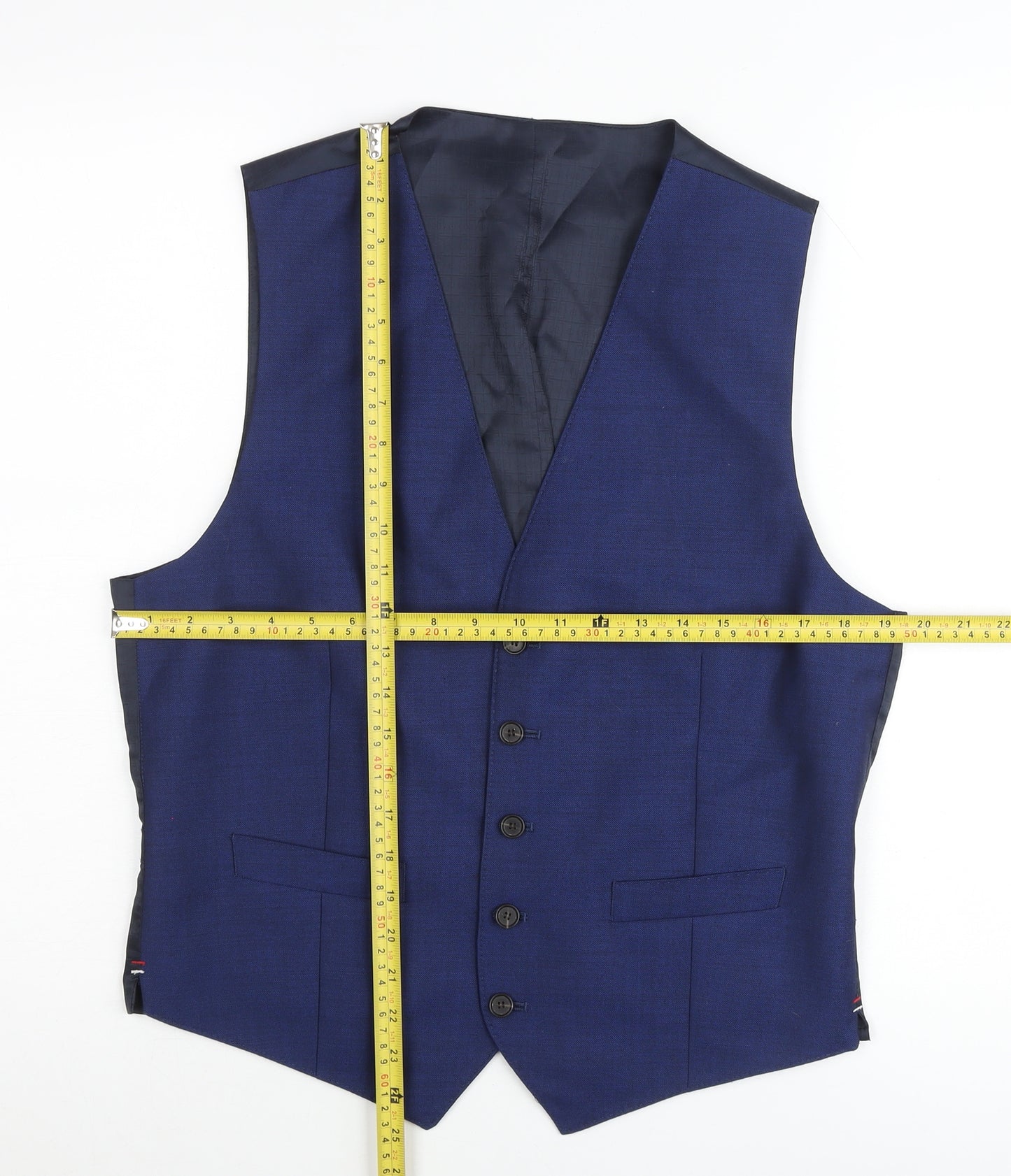 Marks and Spencer Men's Blue Wool Waistcoat Size M 38-40 inch Chest Formal