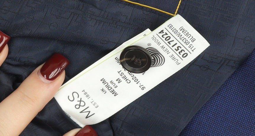 Marks and Spencer Men's Blue Wool Waistcoat Size M 38-40 inch Chest Formal