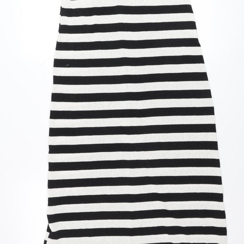 Zara Women Black White Striped V-Neck Slip Dress Size 8