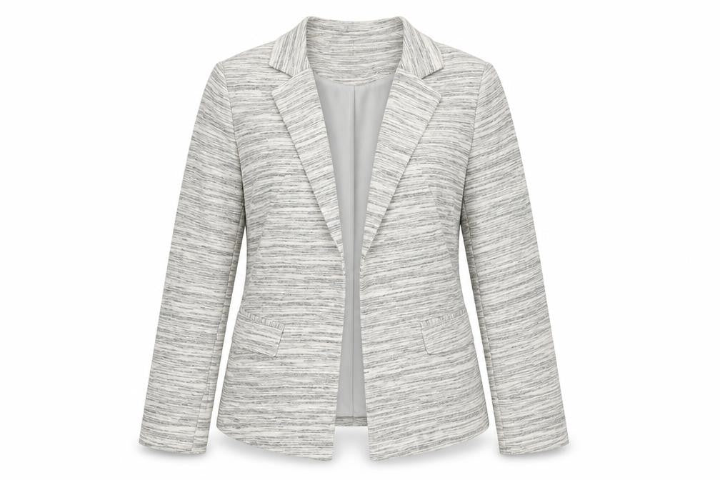 Front view of Principles by Ben de Lisi Women’s Grey Striped Blazer Jacket, size UK 12
