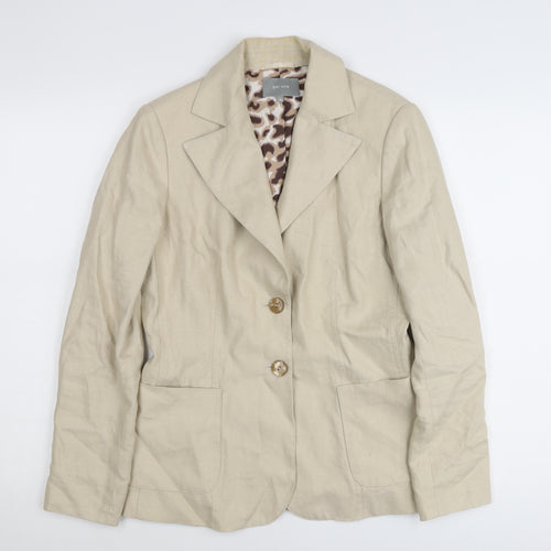 Marks and Spencer Women Beige Linen Blazer Jacket Size 10 Regular