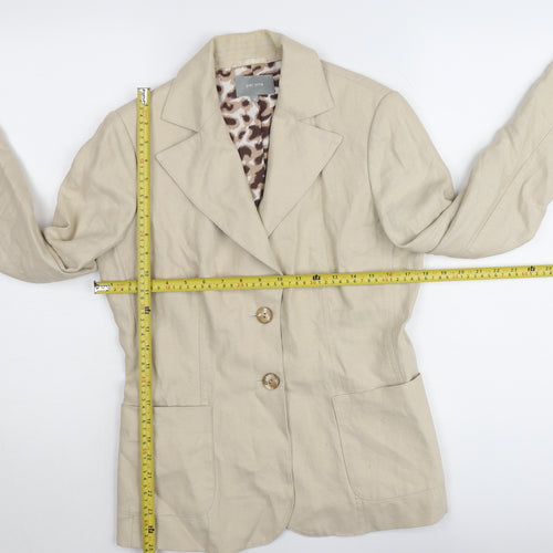 Marks and Spencer Women Beige Linen Blazer Jacket Size 10 Regular