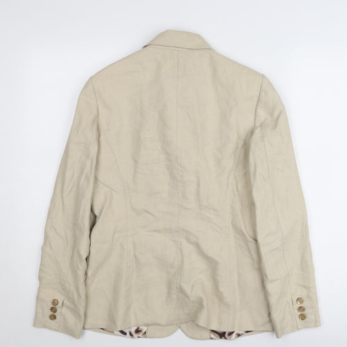 Marks and Spencer Women Beige Linen Blazer Jacket Size 10 Regular