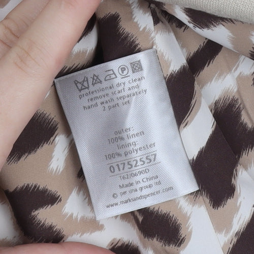 Marks and Spencer Women Beige Linen Blazer Jacket Size 10 Regular