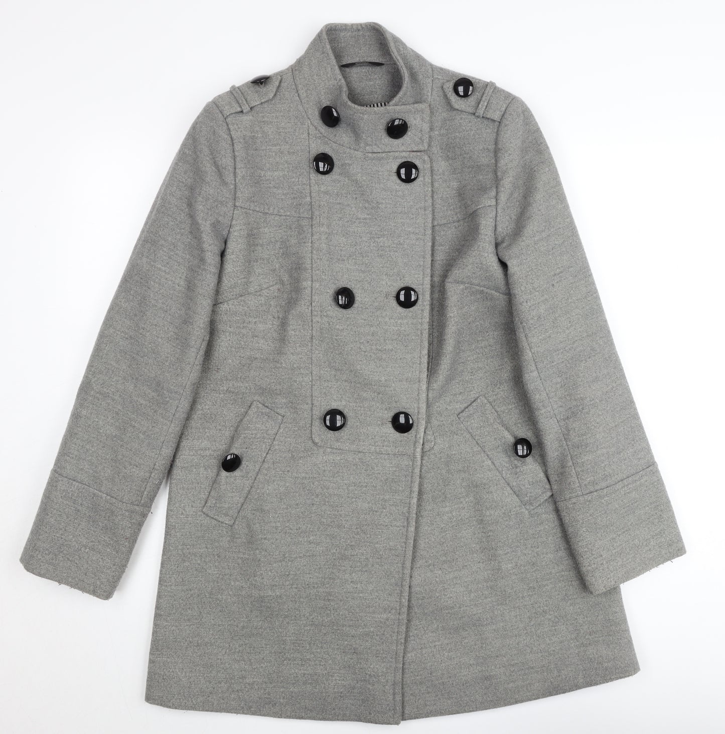 Marks and Spencer Women’s Grey Pea Coat UK 10 Mid-Length Wool Blend