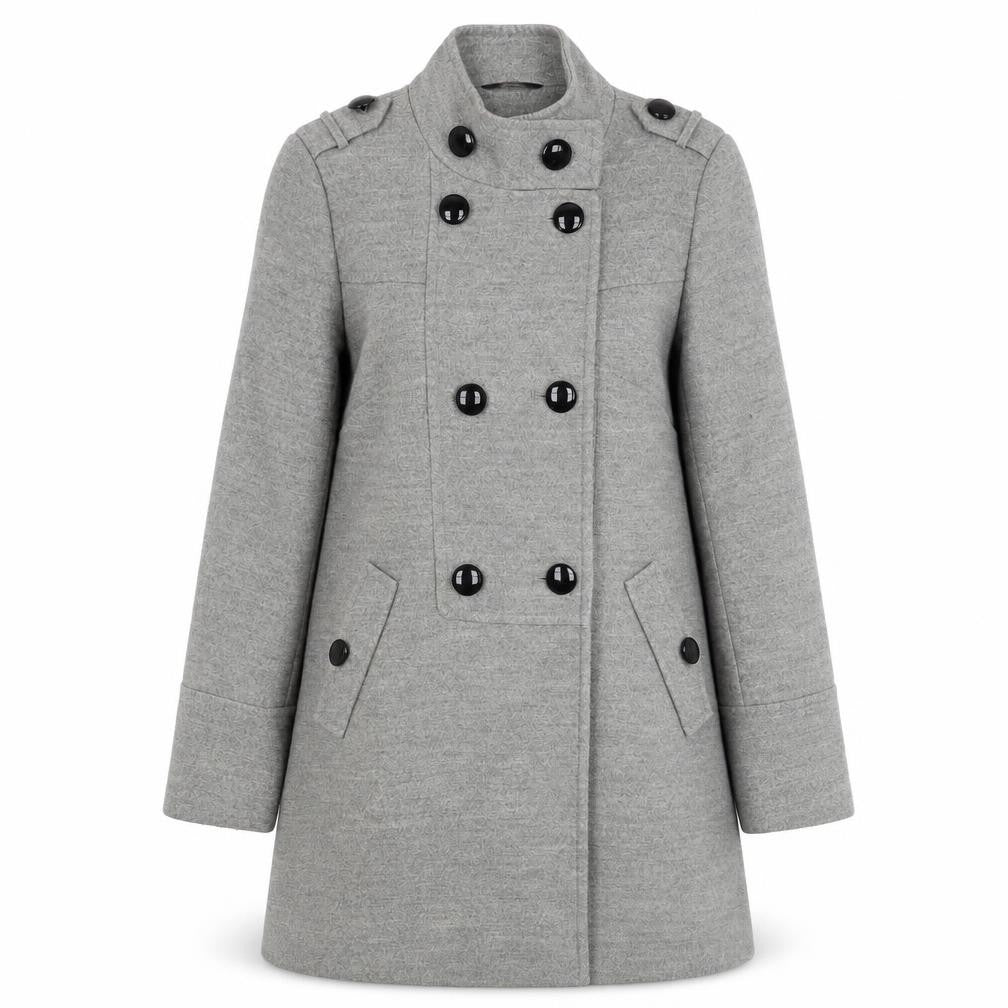 Marks and Spencer Women’s Grey Pea Coat UK 10 Mid-Length Wool Blend