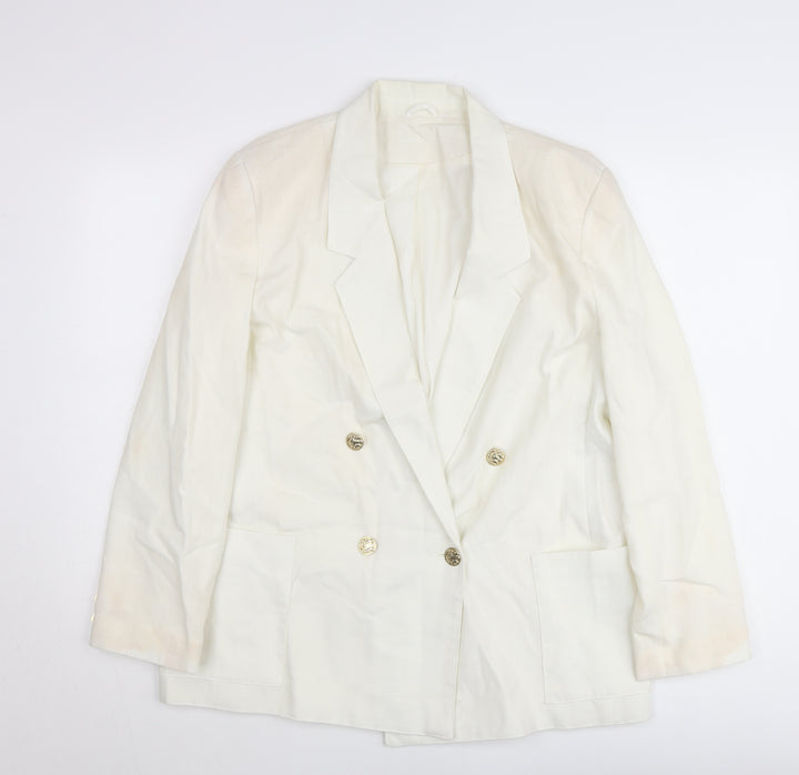 Debenhams Women Ivory Double-Breasted Blazer Jacket UK 16