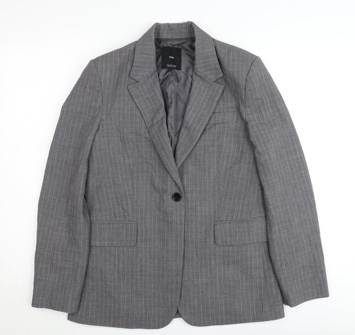 Mango Men’s Grey Pinstripe Slim Fit Blazer Jacket M