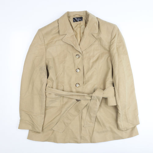 Peggy Page Womens Beige Size 16 Belted Trench Coat Workwear Classic