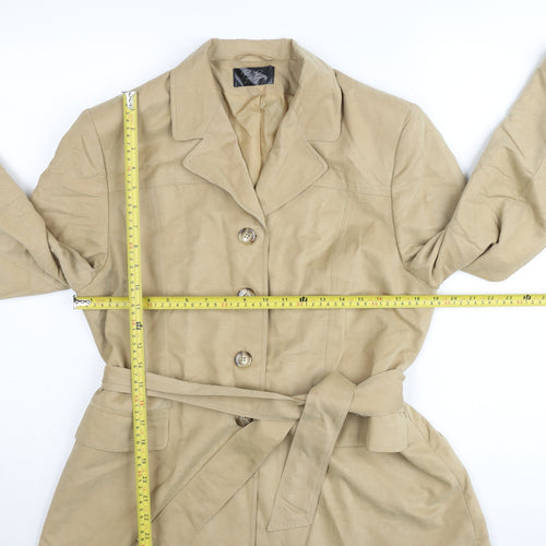 Peggy Page Womens Beige Size 16 Belted Trench Coat Workwear Classic
