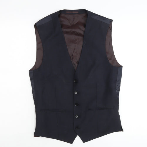 Next Signature Men's Blue 38R Waistcoat Formal Wool Blend