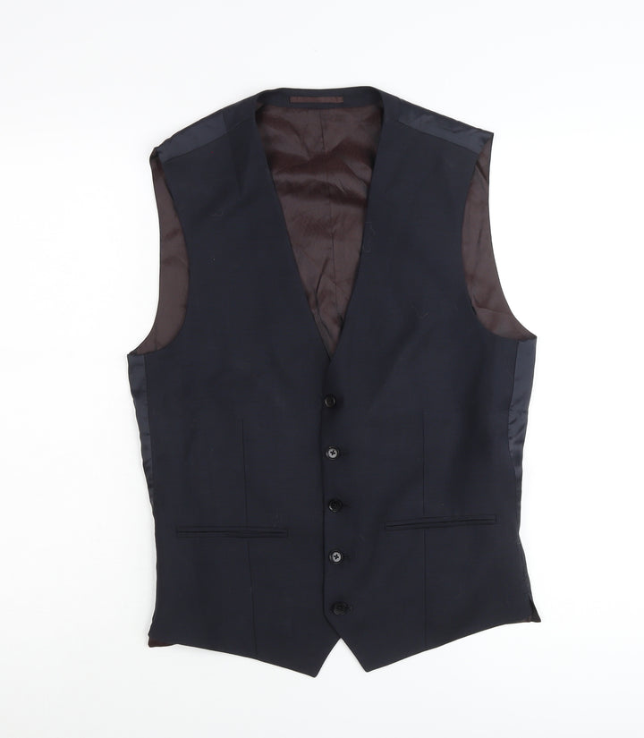 Next Signature Men's Blue 38R Waistcoat Formal Wool Blend