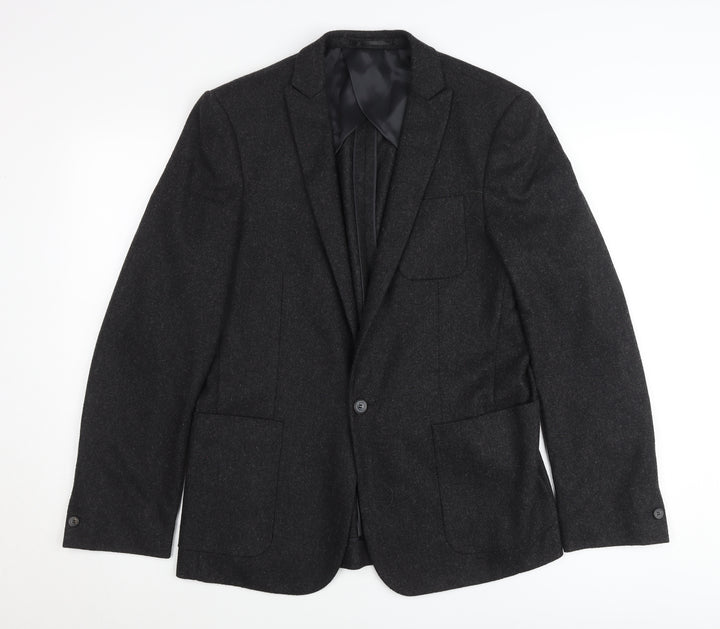 AR RED Men’s Grey Wool Blend Blazer Jacket 38R Regular Fit