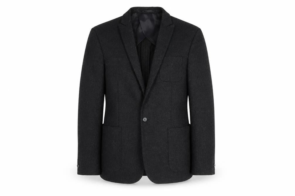 Front view of AR RED Men’s Grey Wool Blend Blazer Jacket 38R Regular Fit