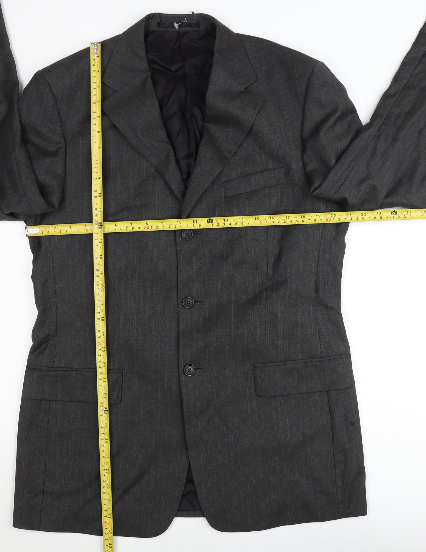 Marks and Spencer Men’s Grey Wool Pinstripe Blazer Jacket 40L