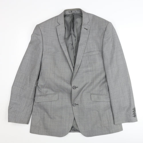 Racing Green Men's Grey Wool Blend Blazer Jacket 40in Chest Regular Fit