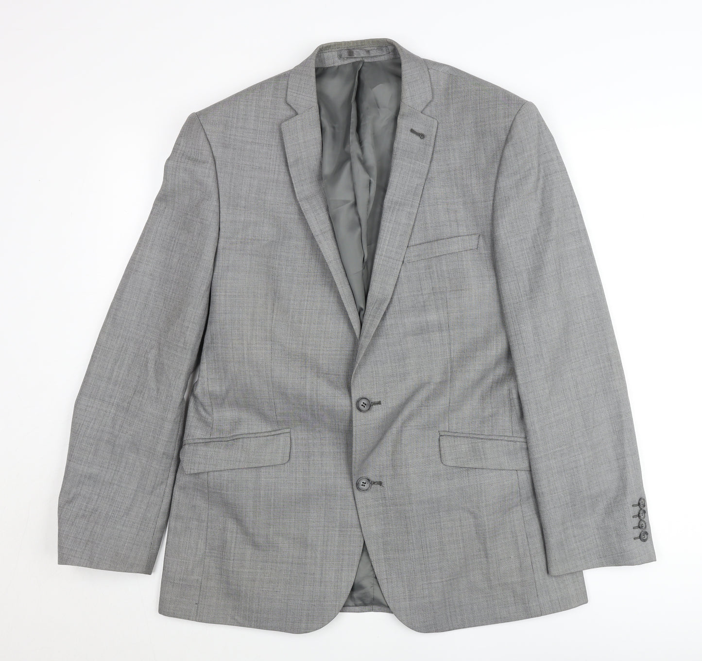 Racing Green Men's Grey Wool Blend Blazer Jacket 40in Chest Regular Fit