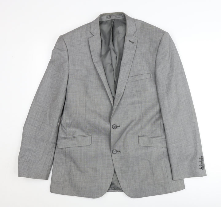 Racing Green Men's Grey Wool Blend Blazer Jacket 40in Chest Regular Fit