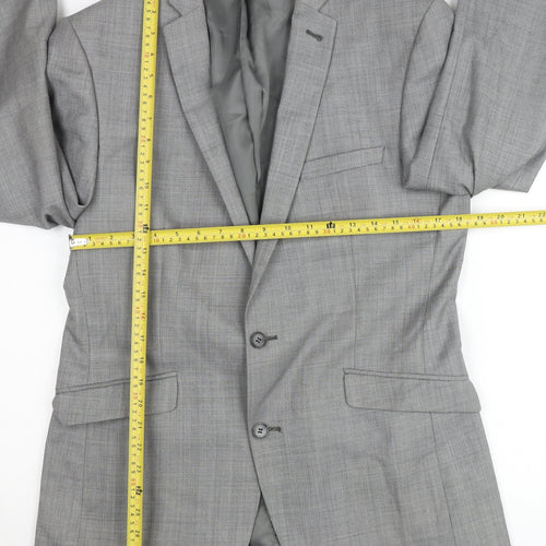 Racing Green Men's Grey Wool Blend Blazer Jacket 40in Chest Regular Fit