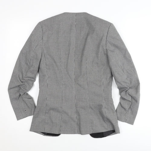 H&M Women Black Houndstooth Slim Fit Blazer Jacket Size 6