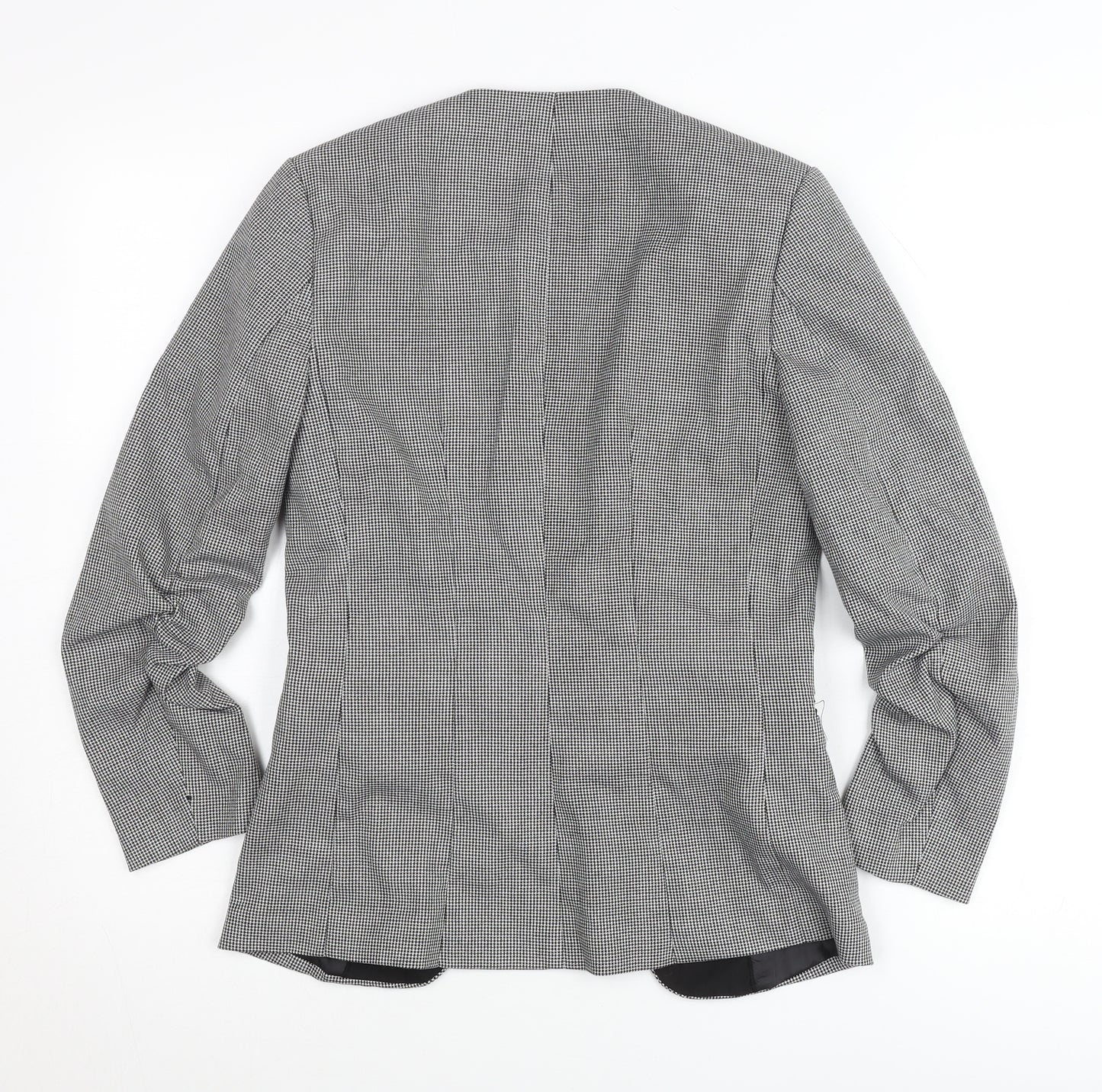 H&M Women Black Houndstooth Slim Fit Blazer Jacket Size 6